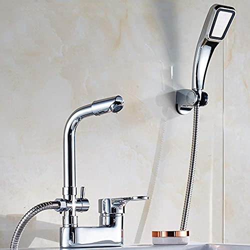 Wasserhähne, Einhand-Doppelloch-Wasserhahn Alle Bronze-Körper-Kaltwärme-Waschtischarmaturen Badezimmer Waschen Sie Ihr Gesicht Thekenbecken mit Dusche Dusche + Wasserhahn / Wasserhahn + Dusche Present