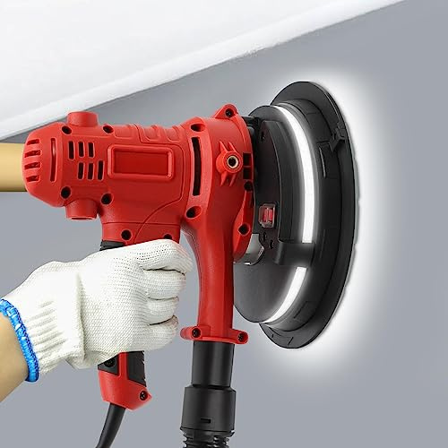1200W Handheld Drywall Plaster Sander Dustless 1200-2500 RPM w/LED Lighting Portable Wall Sander 220V Electric w/Dust Collection Bag+6*Sandpapers