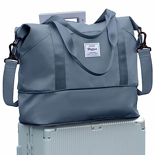Reisetasche Damen Sporttasche 40x20x25 Ryanair Handgepäck Tasche Weekender Bag Schwimmtasche Wasserdicht Travel Bag Duffle Bag Fitnesstasche Trainingstasche Frauen für Reise Gym,D10-Saphirblau