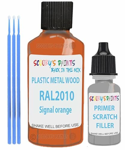 RAL Repair Touch Up Paint Matt Finish for scratch/chip PVC,UPVC,Metal,Plastic,Wood,kitchen,appliances,interior,exterior,porcelain application- with anti-rust primer (Ral2010 Signal Orange)