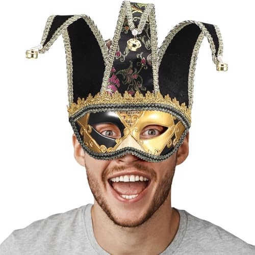 WRITWAA 1 déguisement vintage pour bal masqué, carnaval vénitien d'Halloween, déguisement pour homme, noir