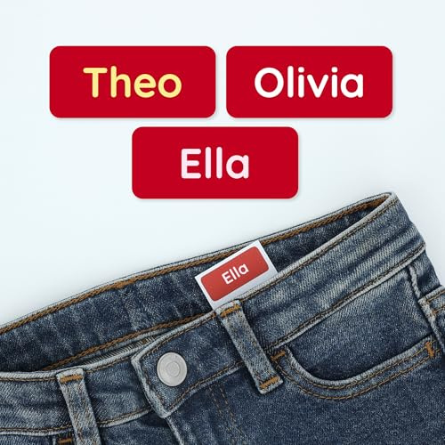 Klebekerlchen® Namensaufkleber Kinder & Erwachsene (60 Stück) – Namensschilder für Kleidung personalisiert– Etiketten selbstklebend für Schule, Kita, Seniorenheim & Beruf - Rot