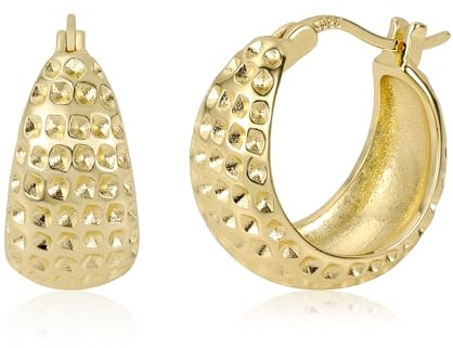 ASH'S CHOICE Silver/Gold Small Chunky Oval Huggie Hoop Earrings for Women