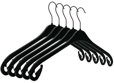 RSR-Hangers® Kleiderbügel NA 47 aus Kunststoff 20 Stück - Schwarzer Haken - Black Edition - 360° drehbarer Haken - Hemdenbügel - Blusenbügel - Jackenbügel - schwarz - schneller Versand