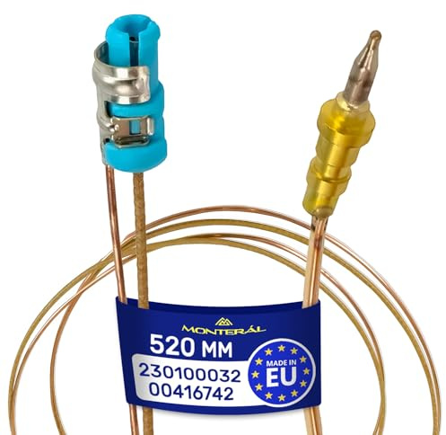 Termocoppia Piano Cottura 520 mm Codice 230100032 per Beko 00416742 | per Bosch per Siemens - MADE IN EU - Garanzia di 10 Anni - MONTERAL