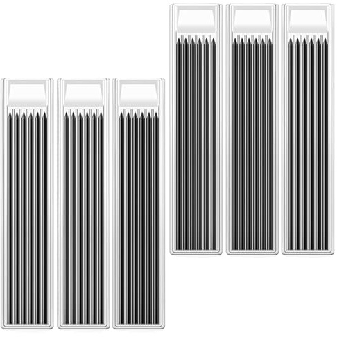 36Pcs/6 Box 2.8 mm Pencil Refills for Tracer Carpenter Mark Pencils, Solid Deep Hole Pencil Lead Replacement for Builders, Work, Construction, Carpentry (Black)