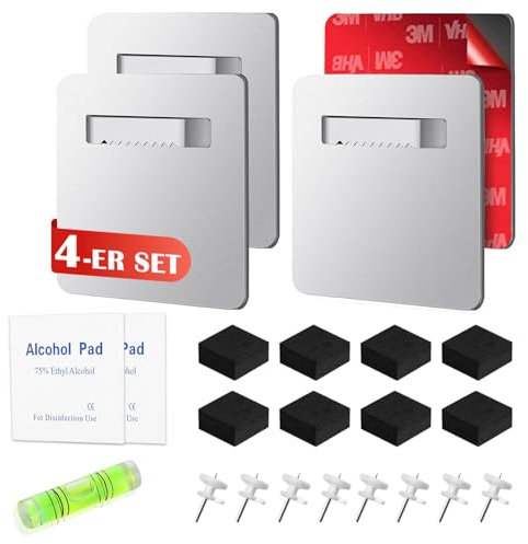 NICEIN®4 Stück bilderhaken selbstklebend - bildaufhänger selbstklebend - bilder aufhängen ohne bohren - spiegelhalterung wand - bild aufhänger - Zum Aufhängen von Bildern, Wandbehängen(4 x 4 cm)