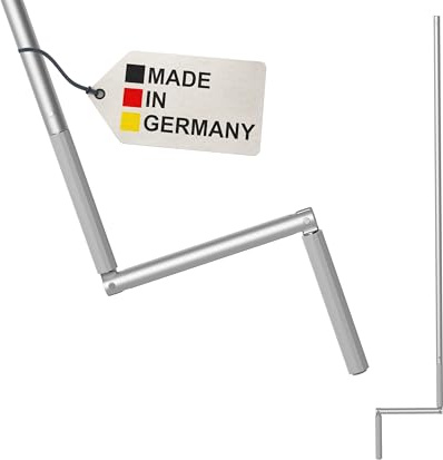 BAUHELD Kurbelstange für Rolladen 100cm Hand-Kurbel mit Montageclip - Grau | Made in Germany - Für Gelenklager mit 11.9mm Zapfen - Rolladenkurbel aus rostfreiem Aluminium - Ergonomischer Handgriff