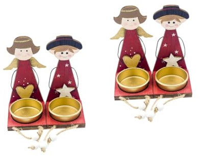 IMIKEYA 4 Sätze Kerzenhalter aus Holz im Engelsstil Weihnachts präsente weihnachtadeko Weihnachtsengel Dekoration Nachtlicht Kerzenhalter Weihnachtskerzenhalter Hölzern