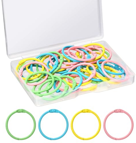 Arcjunys Binder Rings Multicolor Book Binder 30mm Loose Leaf Binder Ring Book Rings Paper Rings Metal Ring for Flash Cards Papers Keychains School Office 40Pcs