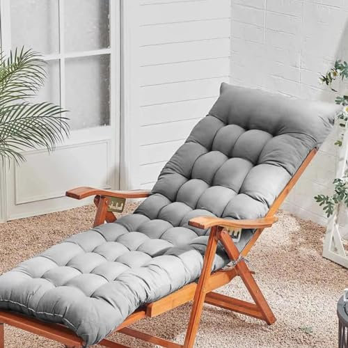 Premium Grau Sonnenliegen-Kissen – elegante und langlebige Stuhlauflage für den Innen- und Außenbereich – leicht und tragbar – Komfort für alle Jahreszeiten – 180 x 55 cm