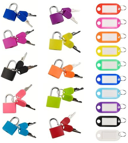 10 Stücke Schloss mit Schlüssel, Bunt Mini Gepäckschloss mit 10 Schlüsselanhänger, Schloss Koffer Schlösser Vorhängeschloss Set für Koffer, Schränke, Spinde, Werkzeugkisten