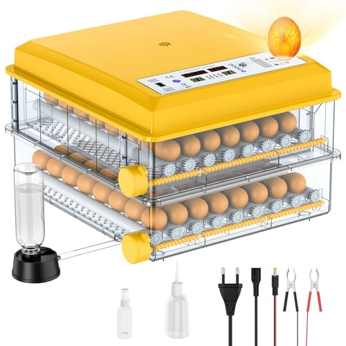 Brutautomat Vollautomatisch, Inkubator für 120 Eier, Enteneier, Andere Vogeleier, mit Automatischem Eierdrehen, Automatischer Befeuchtung, Feuchtigkeitsanzeige
