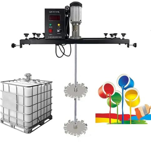 Elektrische Tankmischmaschine, 980 W, mit 900 mm Edelstahl-Rührstab und verstellbarem Laufrad, 720–1200 mm, zum Mischen von Farbe, Beschichtung, Kleber und Zement
