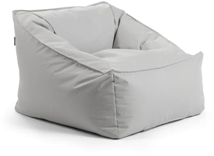 mokebo Gartensessel 'Der Sunnyboy' Made in Germany, Outdoor Sitzsack, Bean Bag mit Füllung, als Liegekissen, Gartenliege, Relaxliege, Bodenkissen oder Liege in Hellgrau
