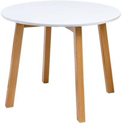 POSNORD Couchtisch Rund Ø 60 cm Höhe 47.5 cm | Beistelltisch Couch Holz mit Buchenholzbeinen | Wohnzimmertisch Skandinavisch/Sofatisch | Couchtisch Weiß