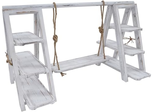 HOMEONENIC Présentoir à cupcakes en bois à 3 étages - 72 x 43 cm - Avec balançoire - Plateau amovible - Support pliable avec plateau de service - Table à dessert