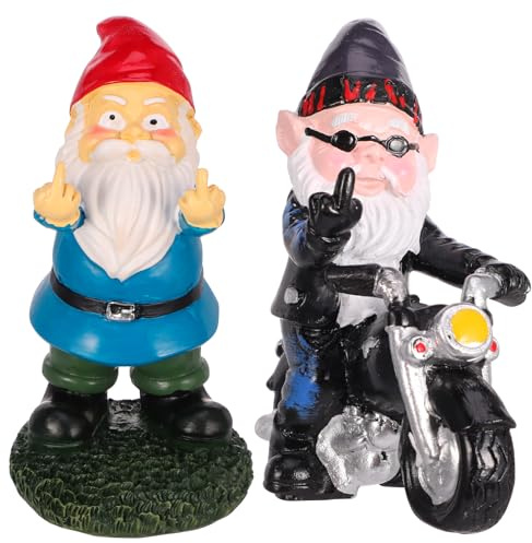 2PCS Funny Garden Gnome Ornaments Garden Ornaments Outdoor Resin Naughty Gnomes Statue for Lawn Yard Patio Outdoor or Indoor Decoration