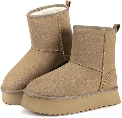 Mishansha Botines Mujer Invierno Botas Nieve Cálido Forradas Marrón 39 EU