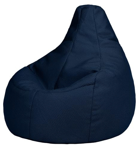 Icon Performance Mesh Gaming Sitzsack, Marineblau, Webstoff, Sitzsack Erwachsene mit Füllung, Bean Bag, Gaming Stuhl, Lounge Sessel, Lounge Stuhl, Schlafzimmer, Wohnzimmer