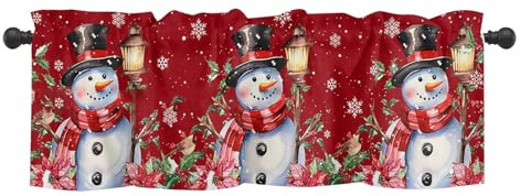 Kashyke Weihnachtsgardinen Kurz für Küche Bistrogardine, Weihnachtsdeko Innen Küche Weihnachten Scheibengardine Küchengardinen Winter Weihnachtsvorhang,137 * 45cm (#04)