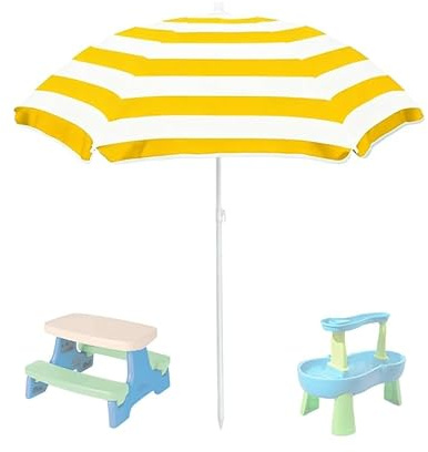 Legendcover Water Table Umbrella,Kids Beach Umbrella & Picnic Table Shade,Ideal for Sand Play,Camping,Beach Trips,and Garden Fun.Lightweight Yet Durable.Pink & white(71 H x 46 W x 46 D)