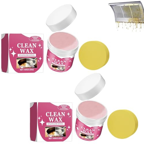 Stainless Steel Kitchen Cleaning Paste, Powerful Burnt Residue Remover Paste with Sponge, Pot Bottom Black Stain Cleaner, Surface-Friendly, Multi-purpose Grease Remover for Oven, Sink (2pcs)