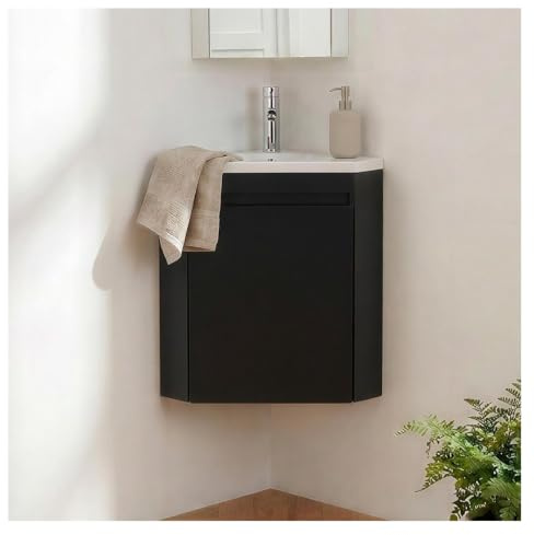 MOB-IN Ensemble Lave-Mains Lisa d'angle Suspendu, Vasque résine et Robinet