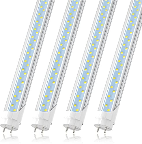 JESLED T8 4FT LED Type A+B Light Bulbs, 24W 3200LM 5000K, Plug and Play or Ballast Bypass, 4 Foot Flourescent Tube Replacement, ETL Listed, Single or Double End Powered, Warehouse Lights 4Pack