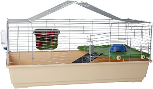 Amazon Basics Top Access Small Animal Habitat for Rabbit, Guinea Pig, Ferret & Chinchilla with Accessories, Jumbo, 48.6L x 26.6W x 20.6H, Multicolor