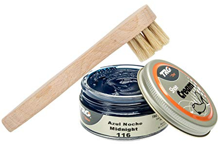 Langlauf Schuhbedarf TRG Schuhcreme mit Auftragsbürste I Lederschuh Pflege Set I Schuhputzsets Leder, Schuhbürstenset, Schuh Reinigung Set, Lederpflege Set (dunkelblau 116)