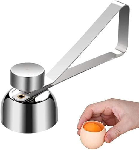 Egg Cracker Topper，Egg Opener Eggshell Cutter Kitchen.Perfect Soft Boiled Egg Cutter for Raw/Soft Hard Boiled Egg Silver