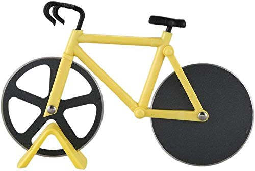 Aeromdale Roulette à pizza en acier et plastique en forme de vélo Jaune