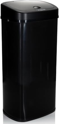 hjh OFFICE 830048 Mülleimer mit Sensor 68L CLEAN VI Stahl Schwarz Automatik Abfalleimer mit LED-Anzeige mit Timer