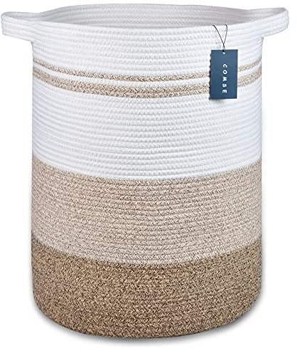 COMSE Tall Laundry Basket, Large Nursery Hamper 72L, Gradient Brown