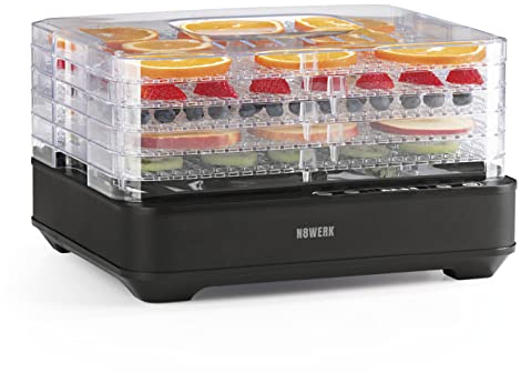 N8WERK Déshydrateur | Régulateur de température de 35 à 70 °C | Déshydrateur avec 5 grilles | Hauteur variable | Cuisson des fruits et légumes en préservant les substances nutritives
