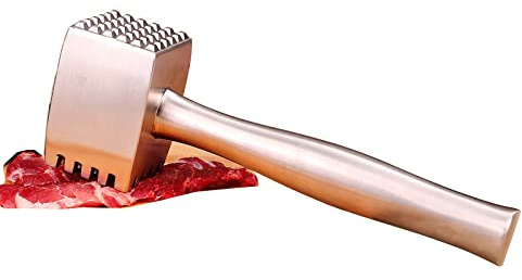 Herramienta de mazo de carne para cocina y barbacoa, martillo de carne, ablandador de carne, resistente 304 de acero inoxidable para carne de res y pollo, batidor de carne para una fácil limpieza, no