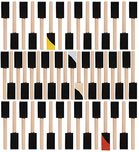 Mister Rui 1 Schwammpinsel, 1 Zoll Schaumstoffpinsel 50 Stück, Schaum mit hoher Dichte, der mit Farben auf Öl- und Wasserbasis verwendet Wird, für dänisches Holzöl, Acrylfarbe, Lack, und Holzbeize