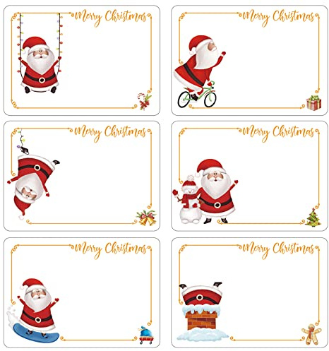 120pcs Christmas Labels Stickers Gift Tags Stickers Sticky Labels for Presents Self Adhesive Stick on Xmas Label for Wrapping Parcel Santa