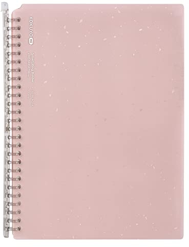 Kokuyo Me Campus Smart Ring Binders, B5 Taupe Rose Binder Notebooks, Up to 60 Sheets 26 Holes Slim Binder Folder with 10 Extra Campus Sarasara Loose-Leaf Paper for Work, Study & Journal, Japan Import
