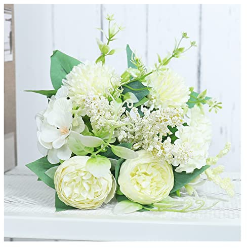 KIZQYN Künstliche Blumen Rosen Künstliche Blumen Weiße Seide Pfingstrose Brautstrauß Hochzeitsdeko Gefälschte Blume Wohnaccessoires Kunstblumen Blumen Dekor ( Color : A )
