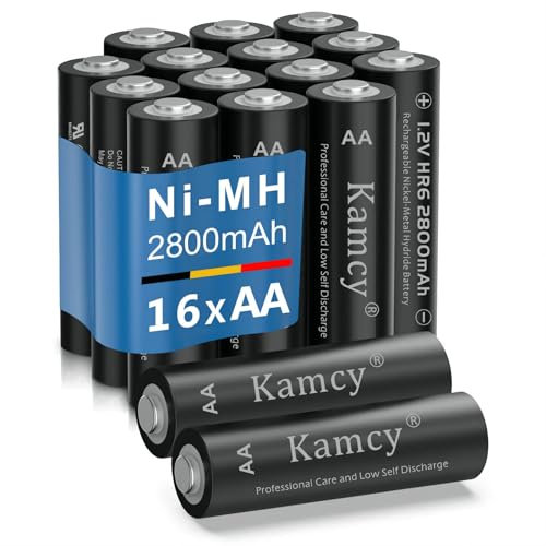 KAMCY Akku AA, wiederaufladbare Batterien AA, 16 Stück, 2800 mAh, NiMh