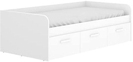 DEKIT GRUPO RIMOBEL MEK - Cama nido con tres cajones de almacenaje - Blanco - 60x195x97 cm