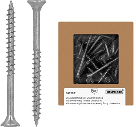 HELPMATE - Tornillos universales de cabeza avellanada 4,0x50 acero inoxidable A2-200 tornillos para madera con cabeza PZ 2 y rosca parcial