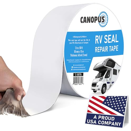 CANOPUS Nastro butilico, 5 cm x 15 m, per camper, caravan, campeggio, auto, bianco