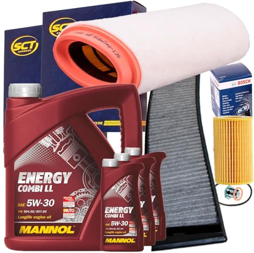 Inspektionspaket Filterset+Mannol 5W30 Öl | passend für 3er E46+X3 E83 Diesel Kompatibel mit 3 (E46),3 Cabriolet (E46),3 Coupe (E46),3 Touring (E46),X3 (E83)