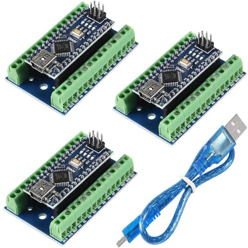 DUBEUYEW 3pcs Module Nano Soudé, Puce Board CH340, 5 V 16 MHz pour Arduino, avec Un Câble Micro USB et 3 Cartes d'Extension