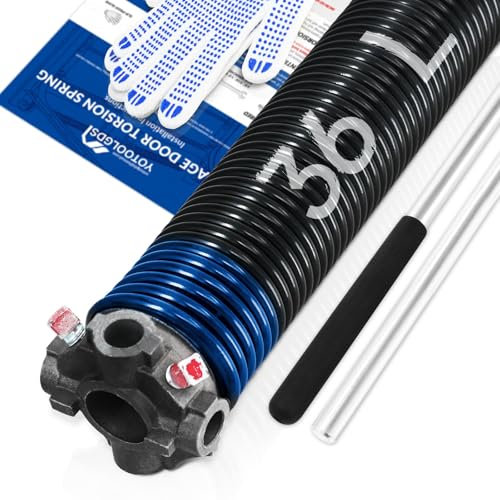 YoToolGDS Left Hand Wind（Black Cone）2 Garage Door Torsion Spring with Non-Slip Winding Bars & Gloves, High Precision Electrophoresis Black Coated, for Replacement, MIN 16,000 Cycles (0.262x2''x36'')