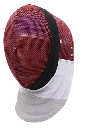 KXJPIZIYB 350N Fechtmaske, Florettfechthelm, mit Herausnehmbarem Futter, Fechtausrüstung, für Florett-Trainingssportler(Red,X-Large)