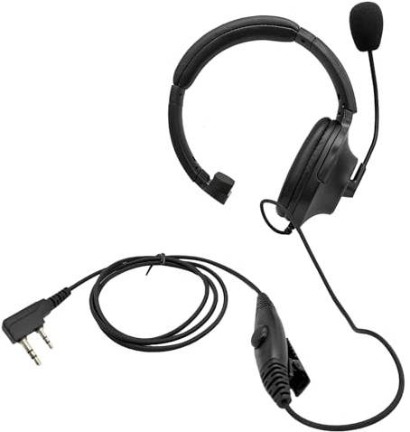 PZYPYM Walkie Talkie Single Sided Tactical Earmuff Headphone Ham Radio Headset Boom Mic with Ptt for UV5R RT21 RT22 BF-FHP TK1200 2 Pin Radios
